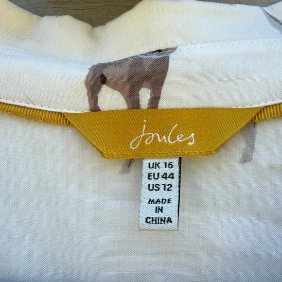 Joules | Dog Print Viscose Button Down Long Sleeve Top size 12 - Picture 2 of 7